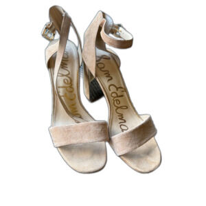 Sam Edelman Tan Suede Wooden Platform Clog Sandals Strap Wedge Heel Womens 10
